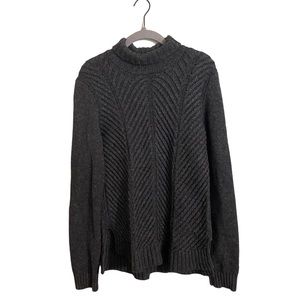 Vince Gray Yak Wool Blend Cable Knit Mock Neck Sweater Medium